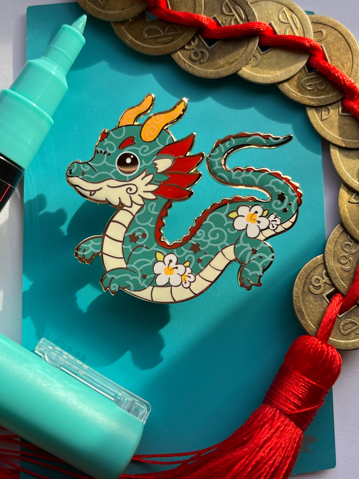 Blue Chinese Dragon Hard Enamel Pin