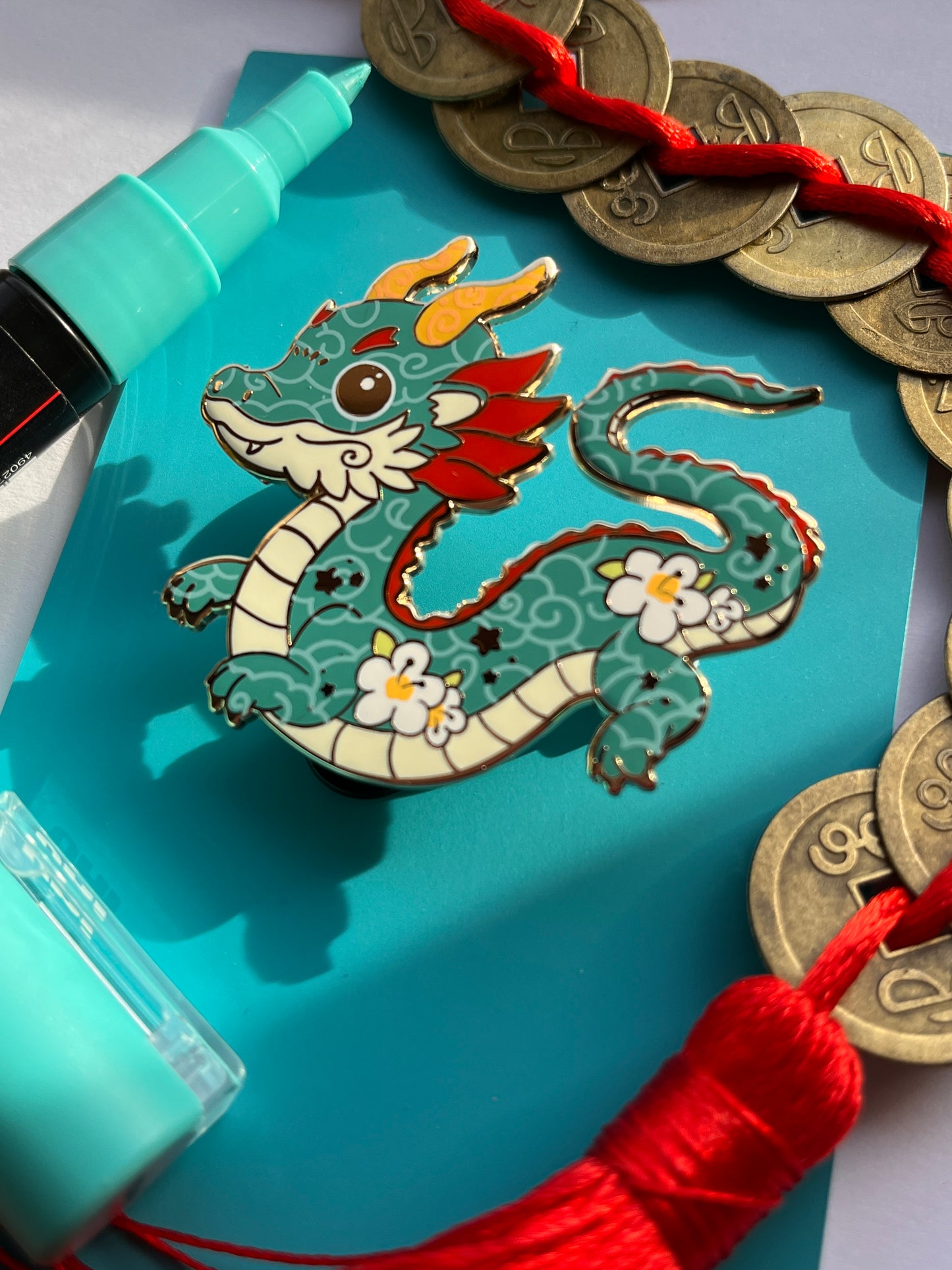 Blue Chinese Dragon Hard Enamel Pin