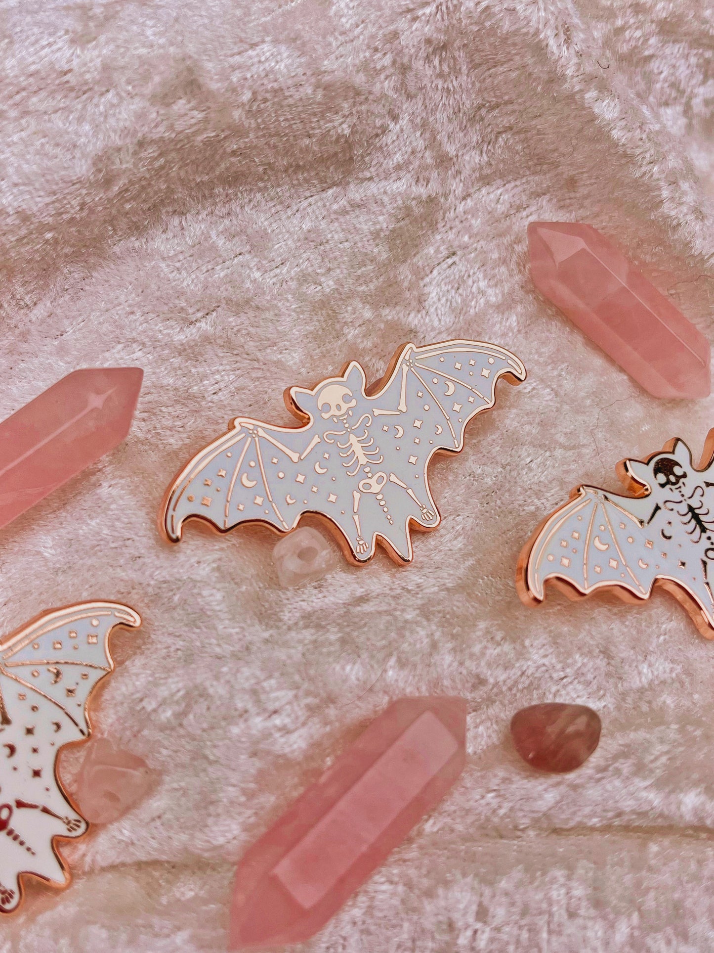 White Skeleton Bat Enamel Pin