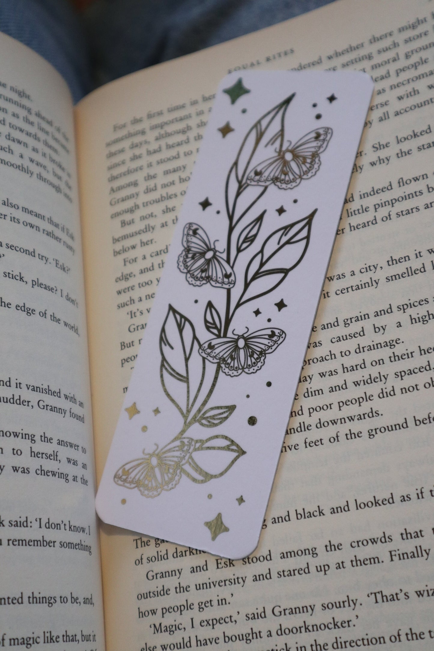 White and Gold Foiled Double Sided Butterfly Bookmark