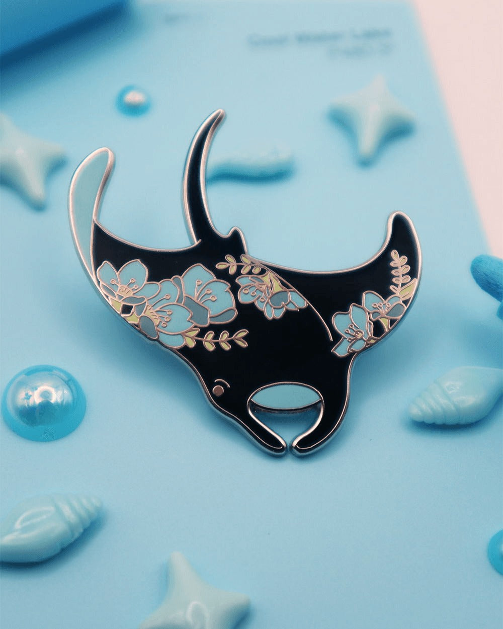 Blue Manta Ray Enamel Pin