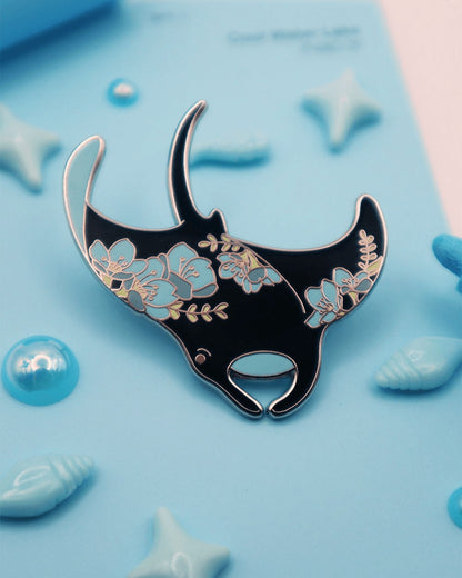 Blue Manta Ray Enamel Pin