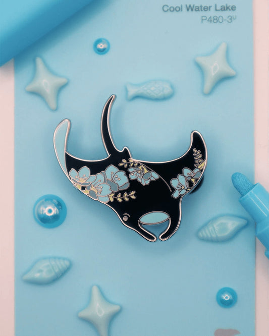 Blue Manta Ray Enamel Pin