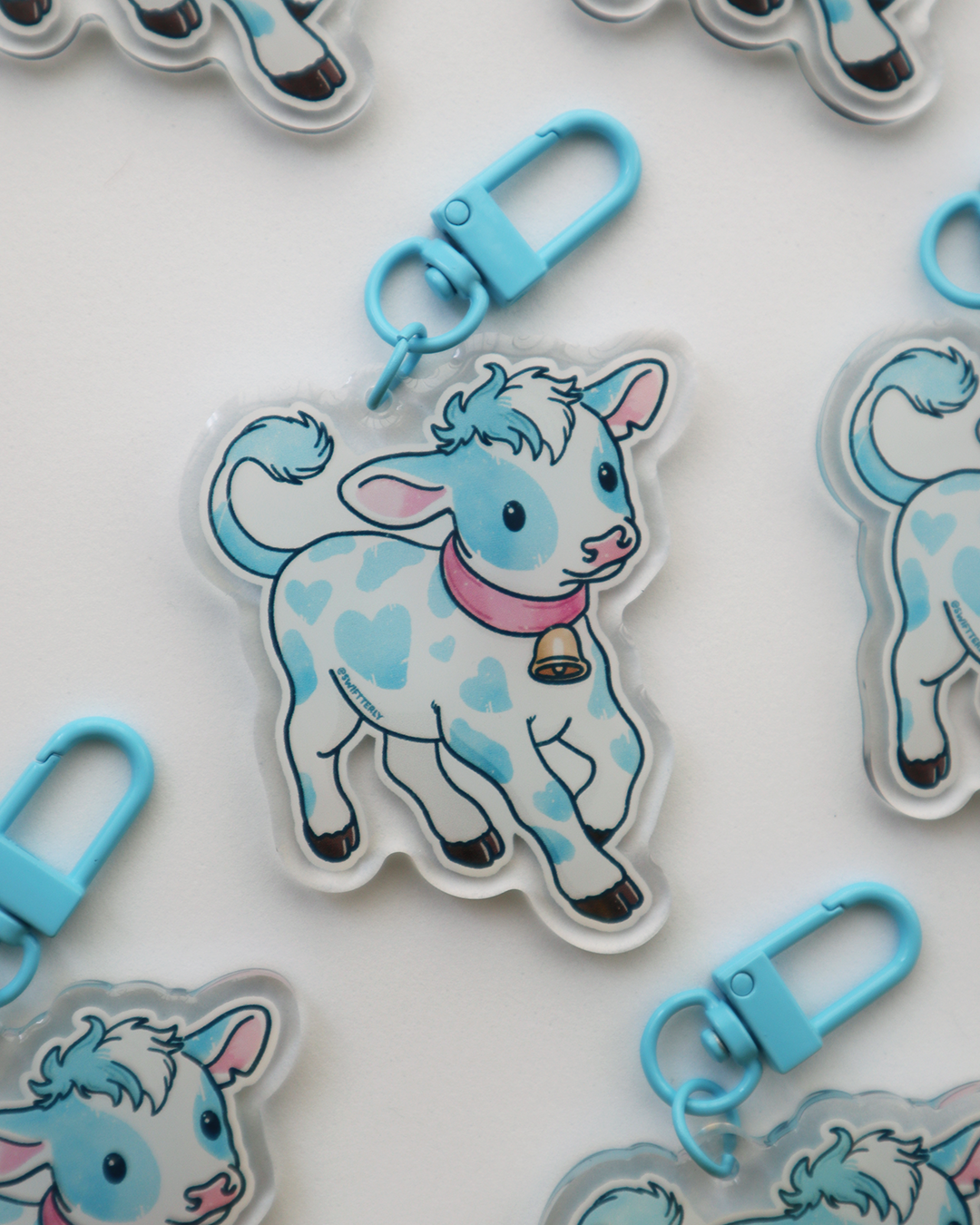 Blue Cow Acrylic Keychain