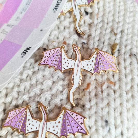 Lavender and white Dragon Hard Enamel Pin
