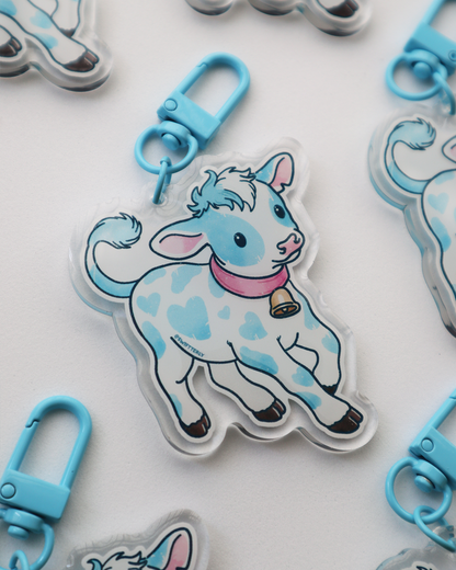 Blue Cow Acrylic Keychain