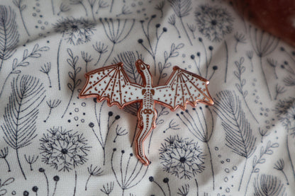 Glow in the dark rose gold Dragon Skeleton enamel pin 1.75 inch | Halloween | enamel pin